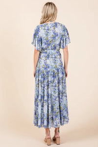 Mittoshop Floral Tie Waist Flutter Sleeve Tiered Dress - Brittney MADE