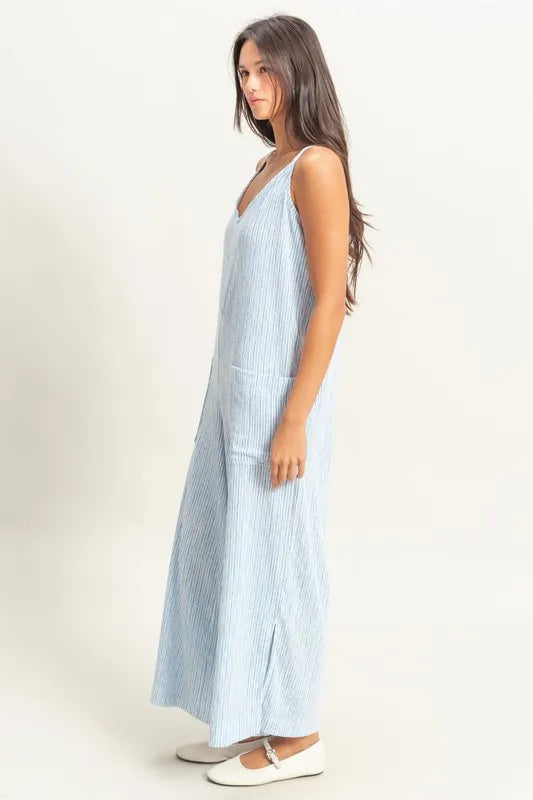 HYFVE Striped V-Neck Sleeveless Jumpsuit - Brittney MADE