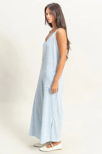 HYFVE Striped V-Neck Sleeveless Jumpsuit - Brittney MADE