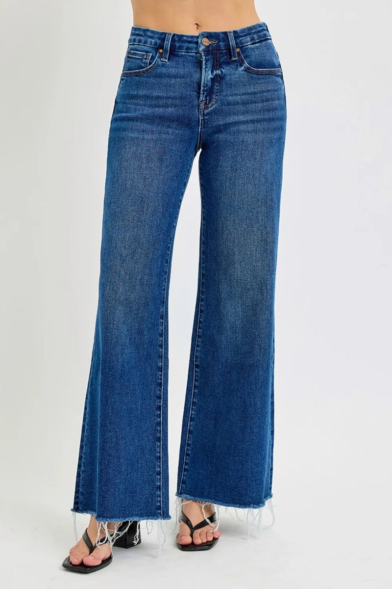 RISEN Tummy Control High Rise Wide Leg Jeans - Brittney MADE