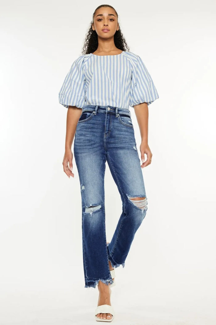 Kancan High Rise Distressed Slim Straight Jeans - Brittney MADE