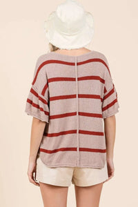 Mittoshop Striped Flounce Sleeve Knit Top - Brittney MADE