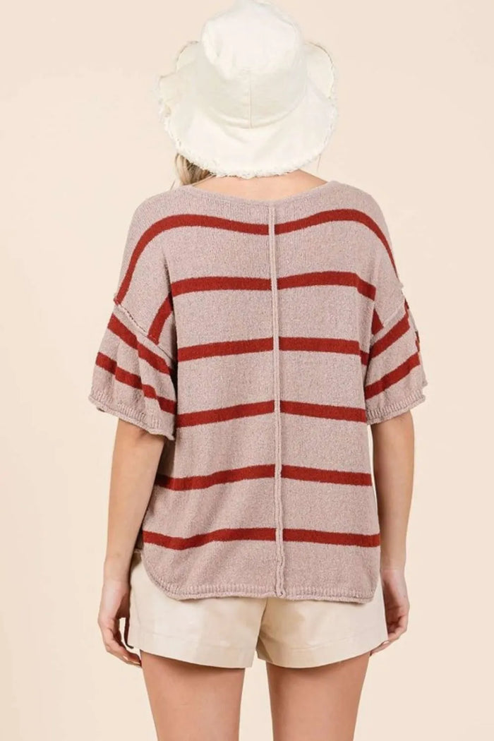 Mittoshop Striped Flounce Sleeve Knit Top - Brittney MADE