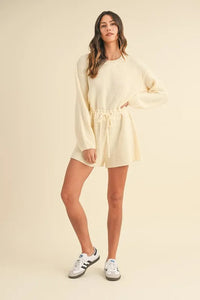 MABLE Round Neck Long Sleeve Sweater Romper - Brittney MADE