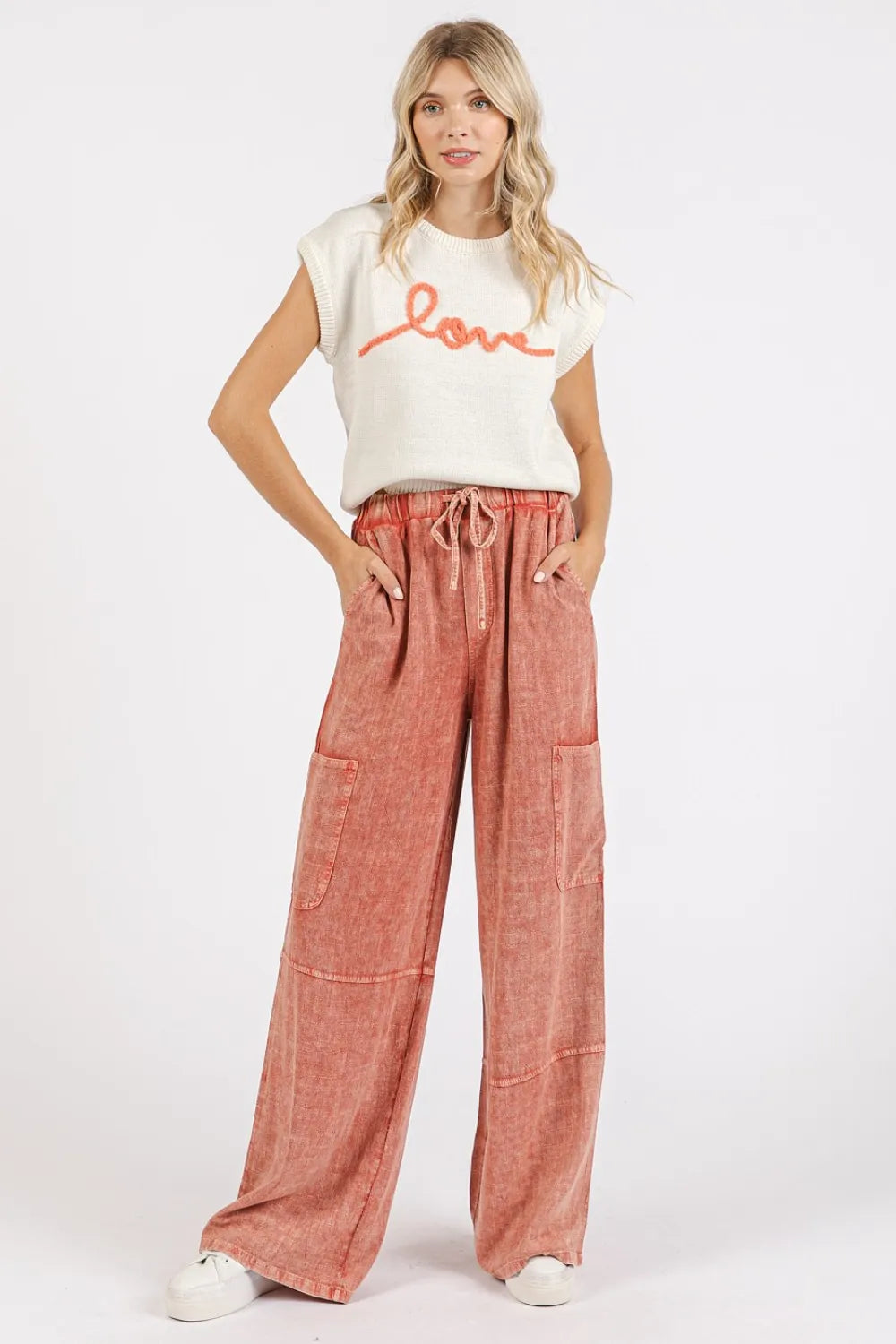 Mittoshop Mineral Wash Drawstring Elastic Waist Pants - Brittney MADE