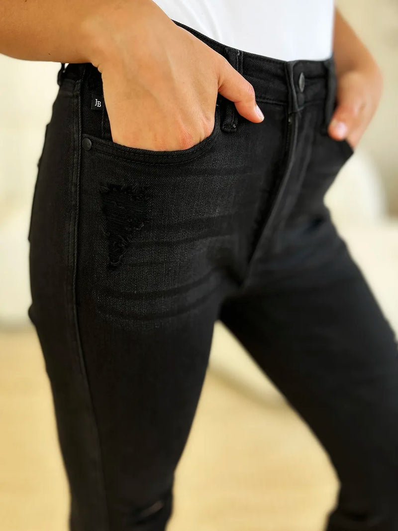 Judy Blue Full Size High Waist Distressed Flare Jeans - Brittney MADE