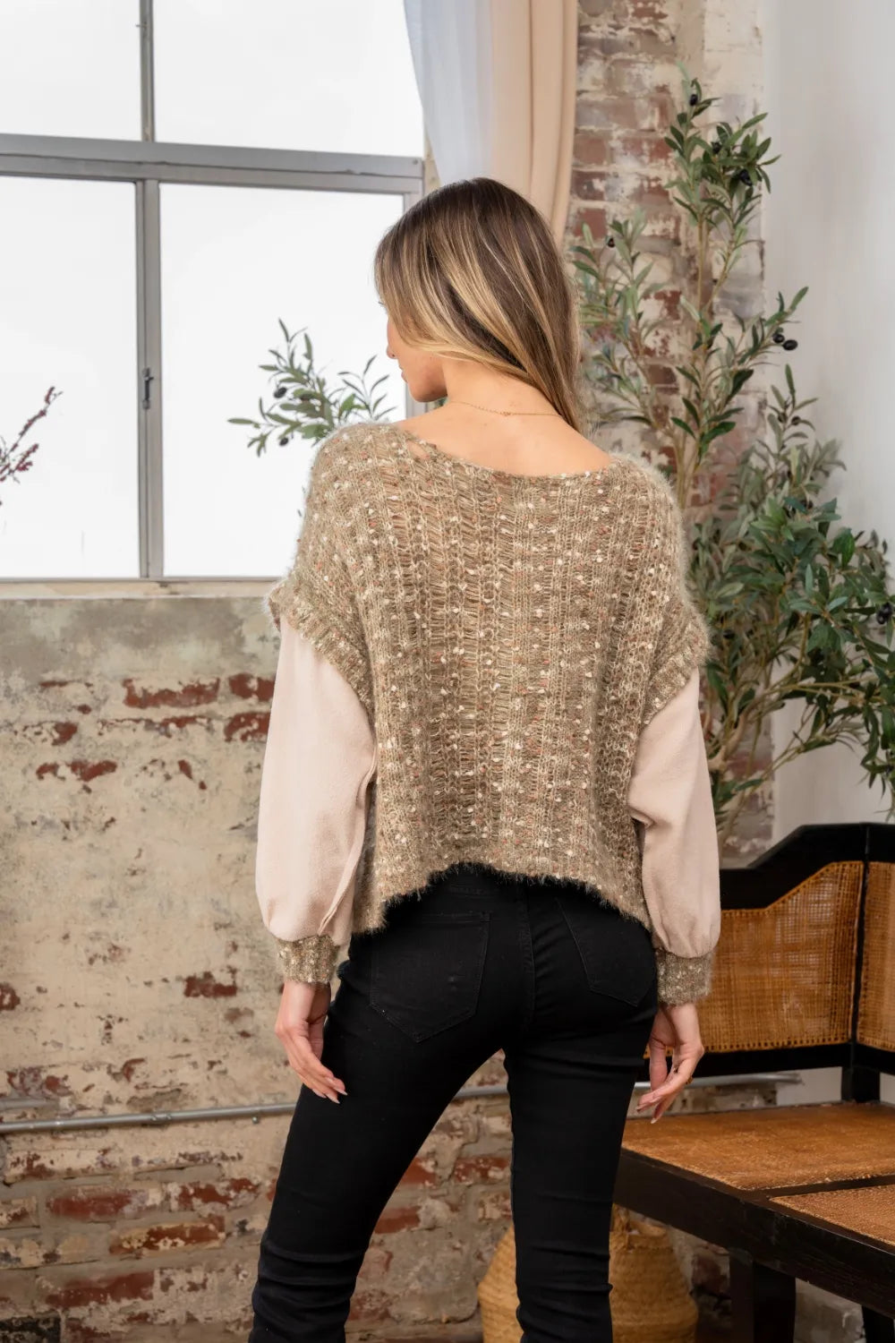 Sew In Love Full Size Fuzzy Long Sleeve Knit Top - Brittney MADE