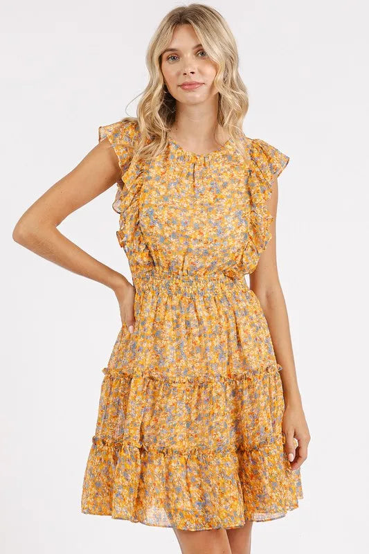 Mittoshop Ditsy Floral Print Ruffle Chiffon Mini Dress - Brittney MADE