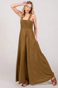 SAGE+FIG Smocked Flowy Wide Leg Jumpsuit - Brittney MADE