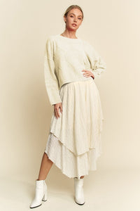 Davi & Dani Diamond Cable Pattern Drop Shoulder Sweater - Brittney MADE