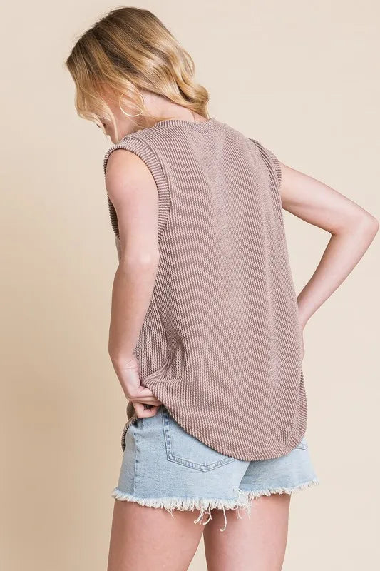 BOMBOM Rib Knit V-Neck Tank - Brittney MADE