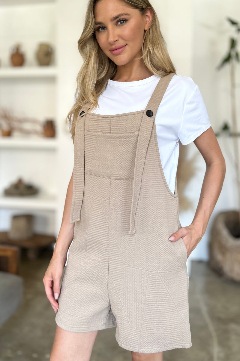 Double Take Full Size Texture Sleeveless Romper - Brittney MADE