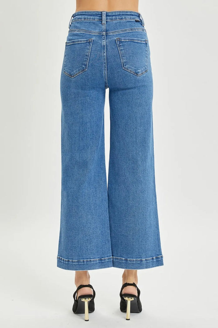 RISEN Full Size High Rise Wide Leg Jeans - Brittney MADE