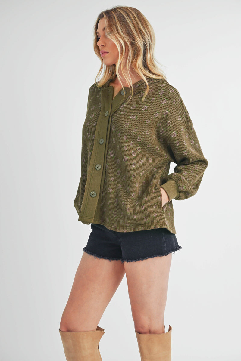 Aemi + Co Floral Button Up Hooded Jacket - Brittney MADE