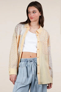 VERY J Plus Size Contrast Ribbed Knit Lace Shacket - Brittney MADE