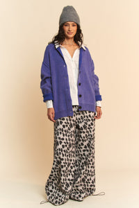 Davi & Dani Shawl Collar Ribbed Detail Button Up Cardigan - Brittney MADE