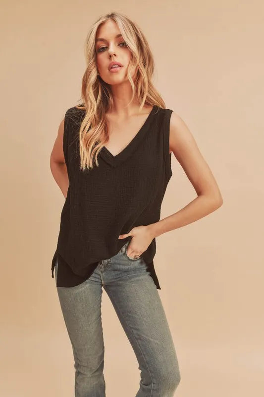 Aemi + Co V-Neck Wide Strap Tank - Brittney MADE