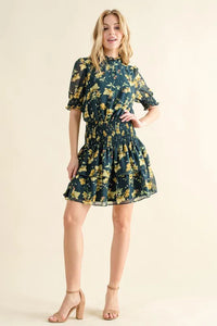 And The Why Floral Print Smocked Waist Mini Dress - Brittney MADE