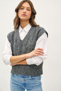 Be Cool Cable Knit V-Neck Sweater Vest - Brittney MADE