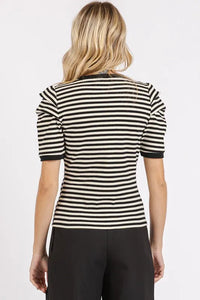 Mittoshop Striped Round Neck Puff Sleeve T-Shirt - Brittney MADE