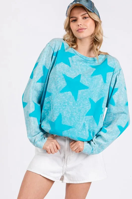 SAGE + FIG Mineral Wash Star Pattern T-Shirt - Brittney MADE