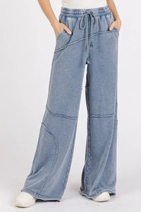 Mittoshop Asymmetric Seam Mineral Wash Elastic Waist Pants - Brittney MADE