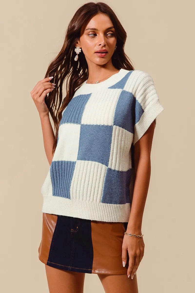 SO ME Check Plaid Casual Sweater Top - Brittney MADE
