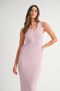 MABLE Crochet Side Lace Up Knit Midi Dress - Brittney MADE