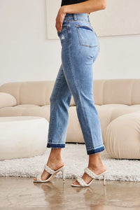 Judy Blue Full Size Release Hem Cropped Bootcut Jeans - Brittney MADE