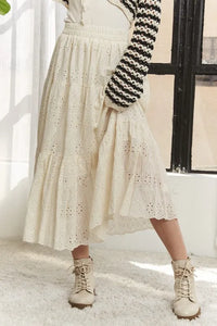 ADORA Elastic Waistband Tiered Midi Skirt - Brittney MADE