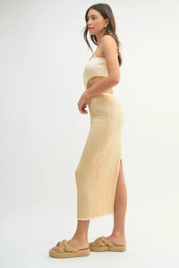 MABLE Ribbed Knit Color Block Cutout Midi Dress - Brittney MADE