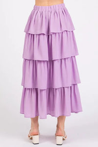 Mittoshop Chiffon Ruffle Layer Elastic Waist Midi Skirt - Brittney MADE