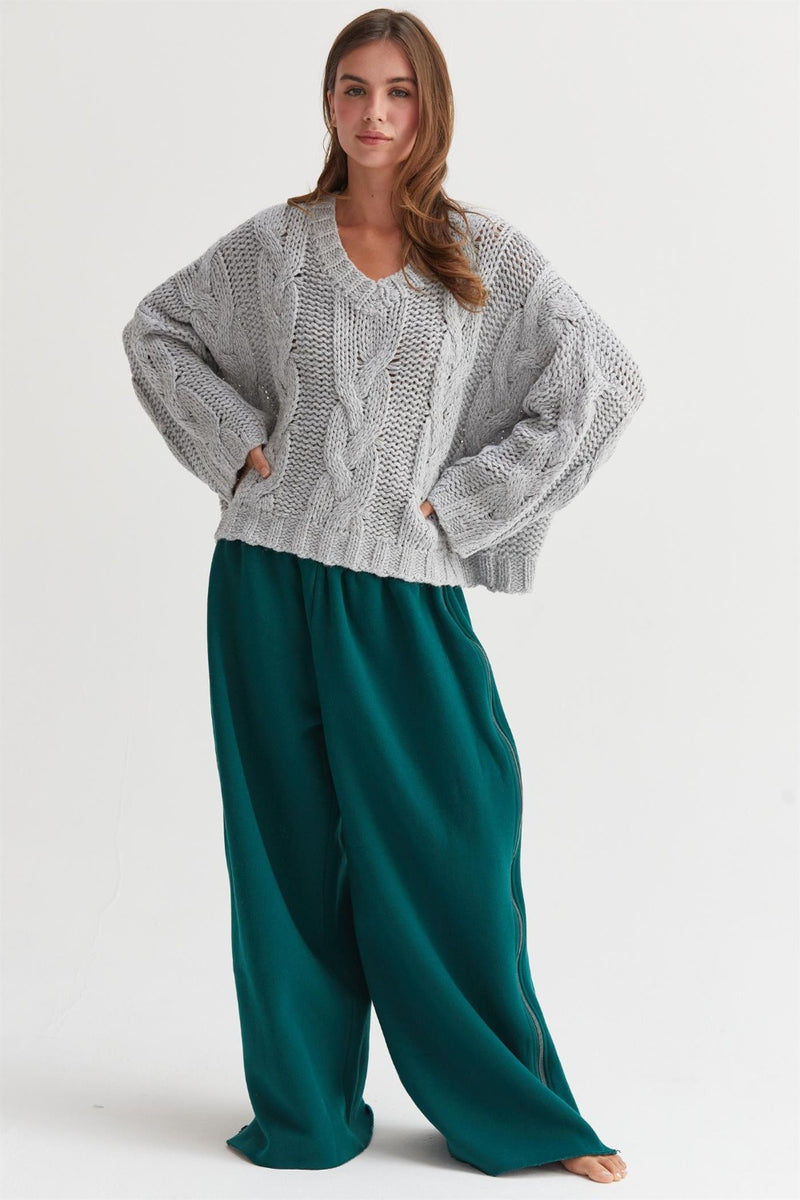 HYFVE Cable Knit V-Neck Sweater - Brittney MADE