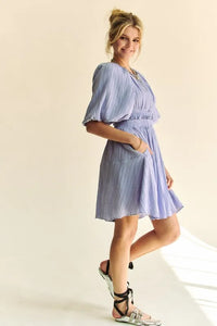 Davi & Dani Back Button Puff Sleeve Mini Dress - Brittney MADE