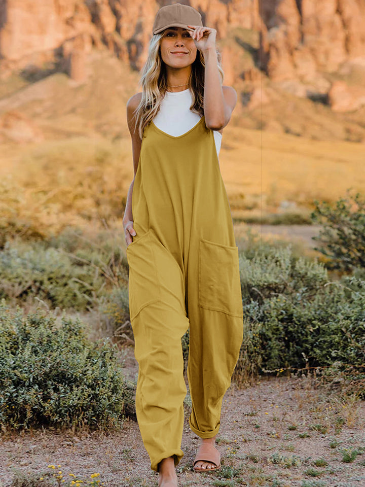 Double Take Full Size Sleeveless V-Neck Pocketed Jumpsuit - Brittney MADE