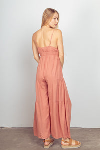 VERY J Sleeveless Ruched Wide Leg Jumpsuit - Brittney MADE