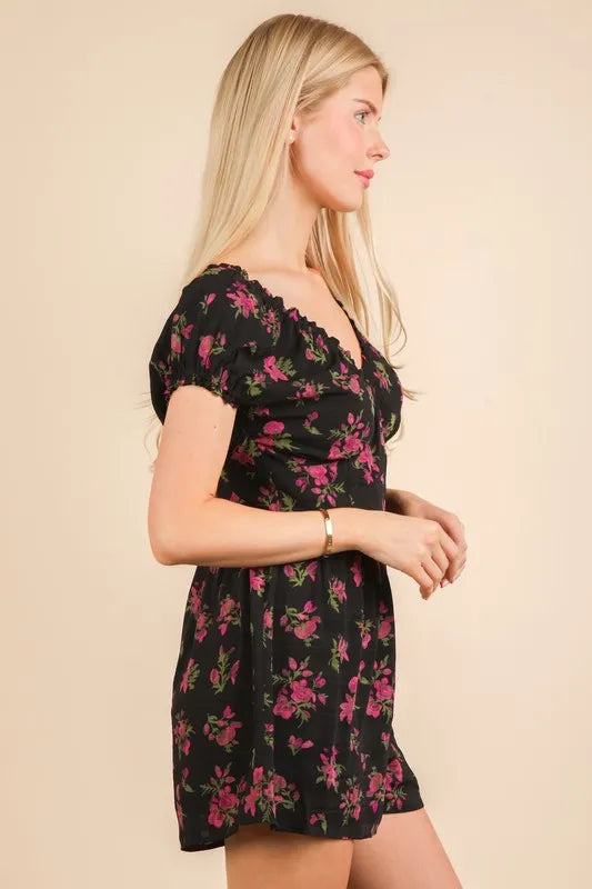 VERY J Floral Printed Ruffle Romper - Brittney MADE