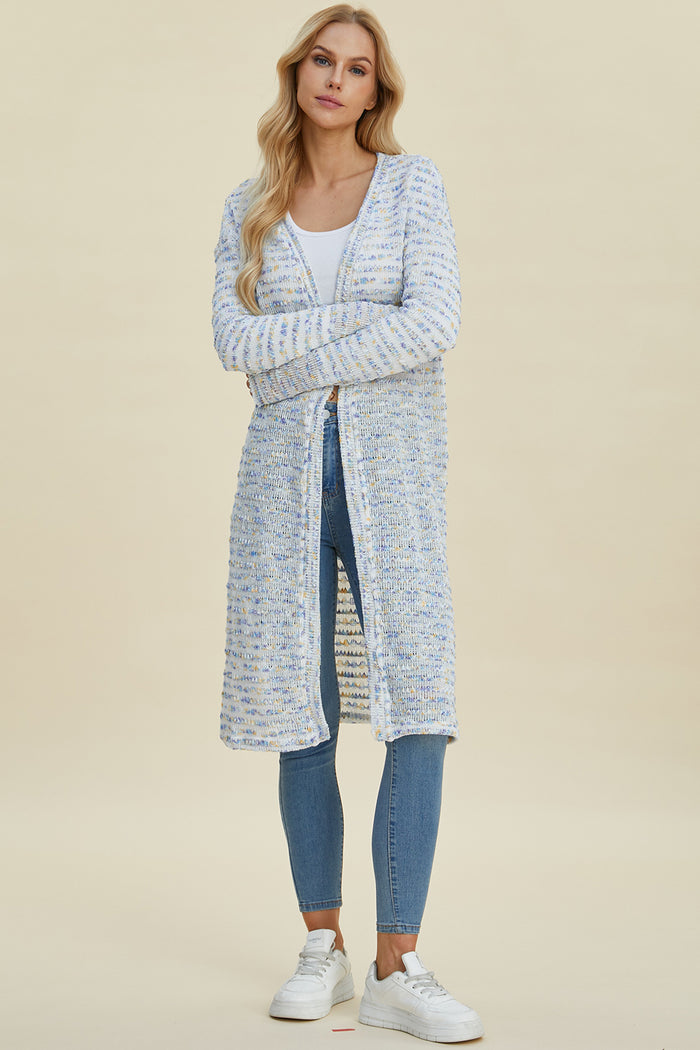 Double Take Full Size Open Front Longline Cardigan - Brittney MADE