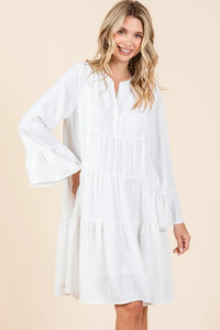 Mittoshop Tiered Notched Flare Sleeve Dress - Brittney MADE