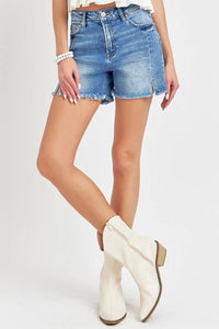 RISEN Front Slit Raw Hem Denim Shorts - Brittney MADE