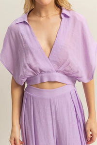 HYFVE Kimono Sleeve Crop Top and Wide Leg Pants Set - Brittney MADE