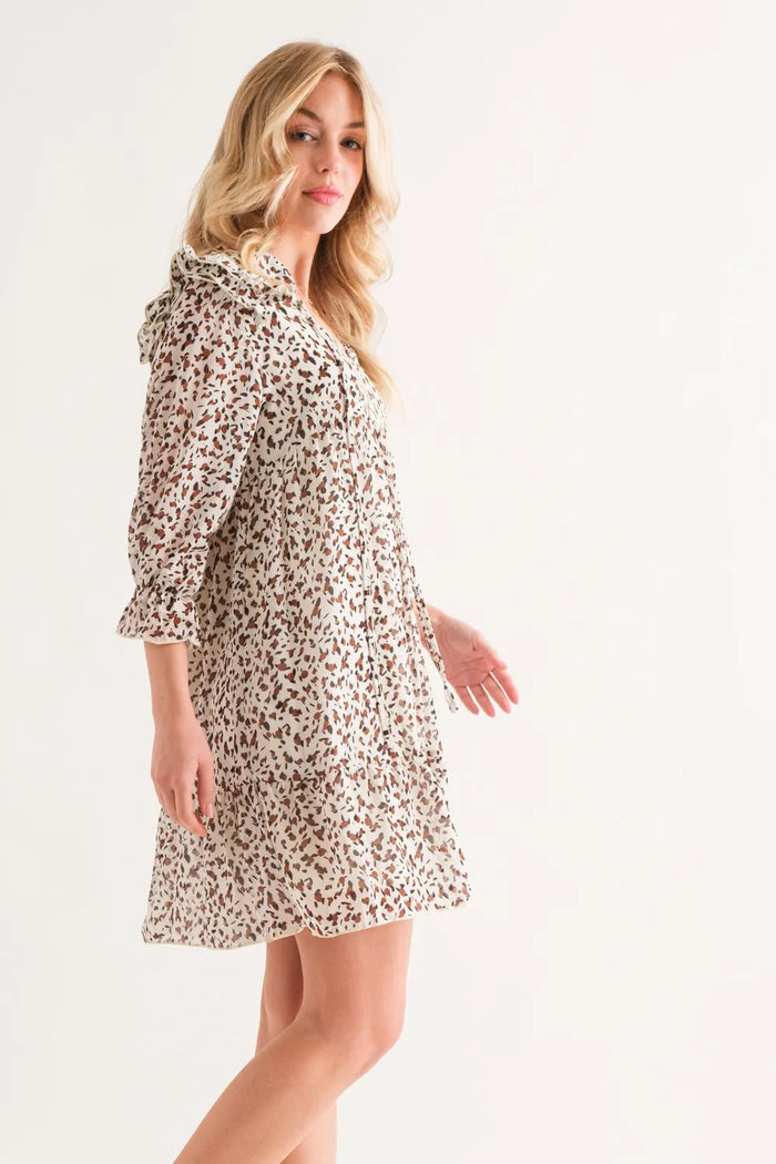 And The Why Leopard Ruffle Hem Woven Mini Dress - Brittney MADE