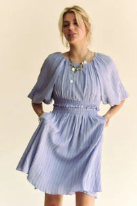 Davi & Dani Back Button Puff Sleeve Mini Dress - Brittney MADE