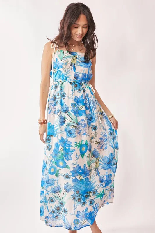 Davi & Dani Tropical Boho Printed Detail Cut Out Maxi Dress - Brittney MADE