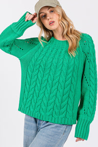 SAGE + FIG Cable-Knit Long Sleeve Sweater - Brittney MADE
