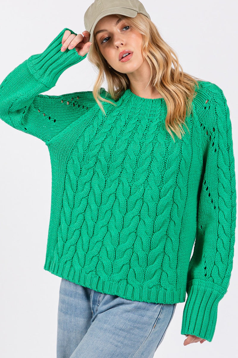SAGE + FIG Cable-Knit Long Sleeve Sweater - Brittney MADE