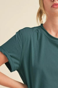 Aemi + Co Exposed Seam Round Neck Short Sleeve T-Shirt - Brittney MADE