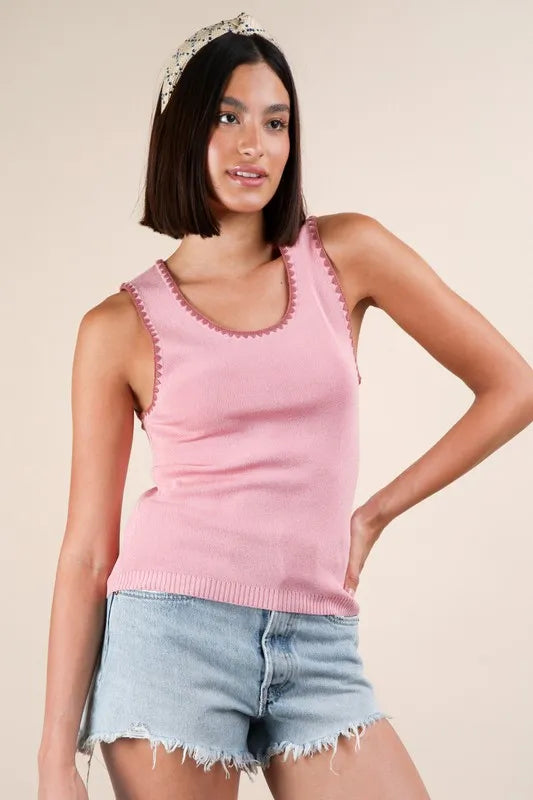 VERY J Blanket Style Sleeveless Knit Tank - Brittney MADE