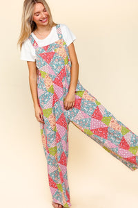 Haptics Full Size Printed Wide Leg Overalls with Side Pockets - Brittney MADE