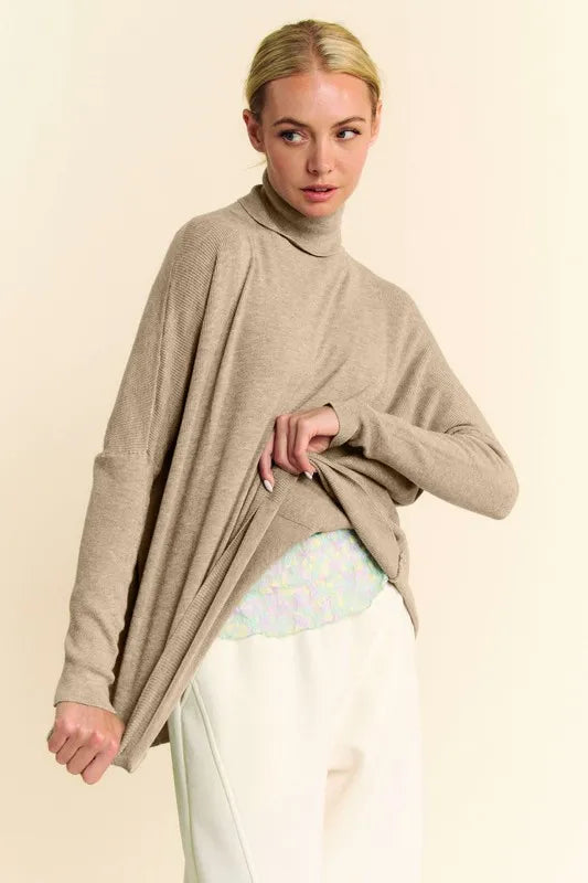 Davi & Dani Turtleneck Long Sleeve Knit Top - Brittney MADE